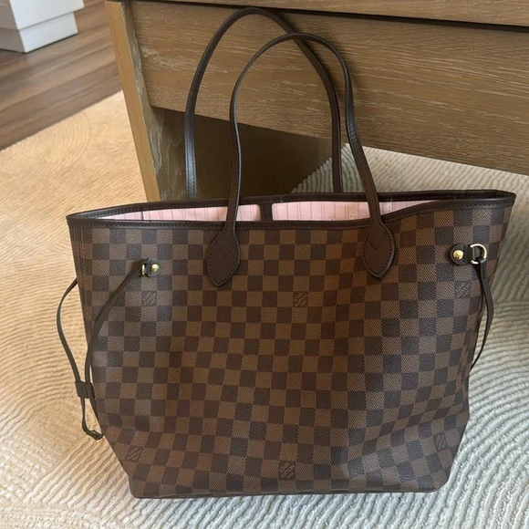 LOUIS VUITTON NEVERFULL DAMIER EBENE ROSE BALLERINE MM TOTE - Picture 5 of 12
